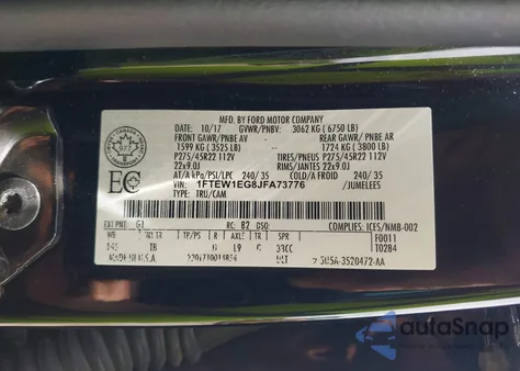 2018 Ford F-150 Limited from USA, damaged, VIN 1FTEW1EG8JFA73776